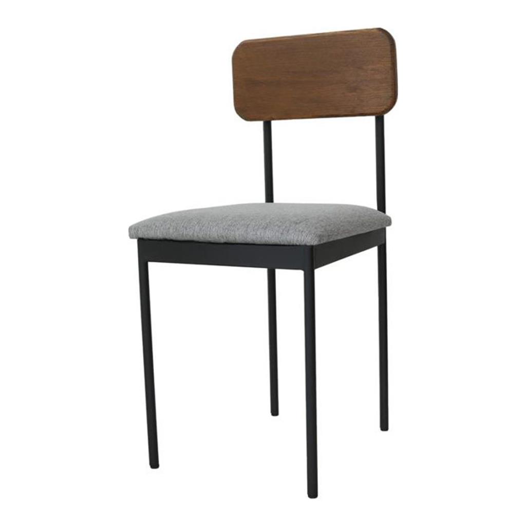 Stuhl Bernie Sitzauflage grau Lehne Holz dunkel