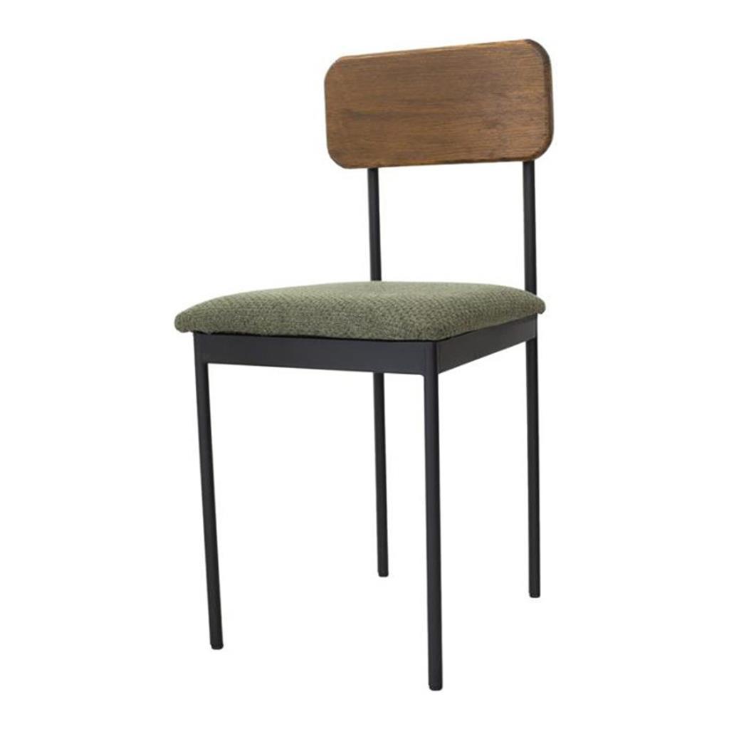 Stuhl Bernie Sitzauflage grün Lehne Holz dunkel