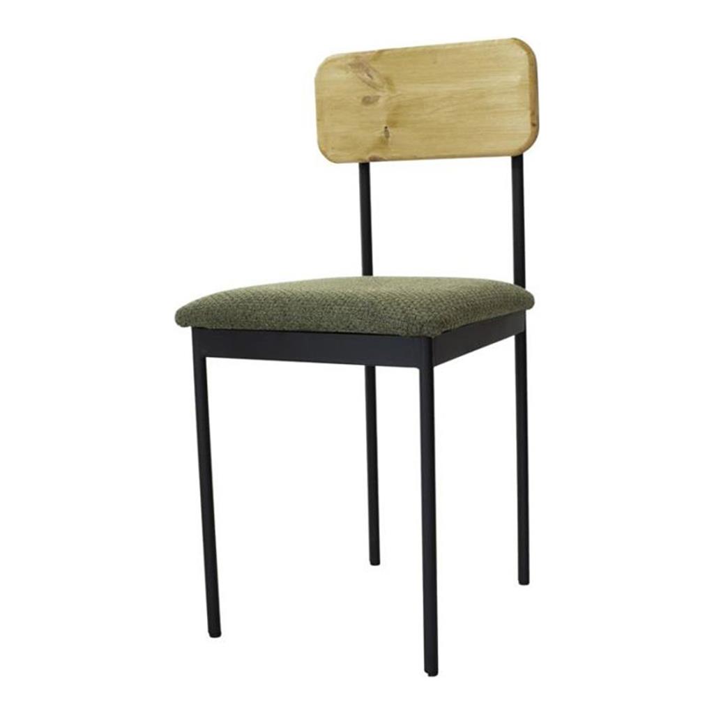 Stuhl Bernie Sitzauflage grün Lehne Holz hell