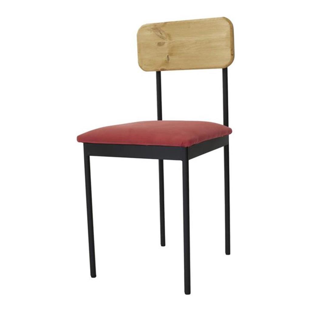 Stuhl Bernie Sitzauflage rot Lehne Holz hell