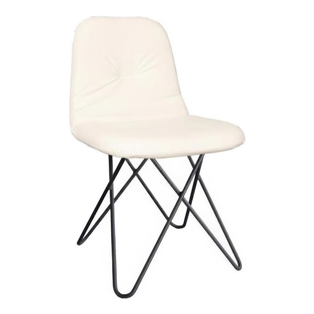 Stuhl Chloe GESTELL SCHWARZ Polster weiß PU-Leder