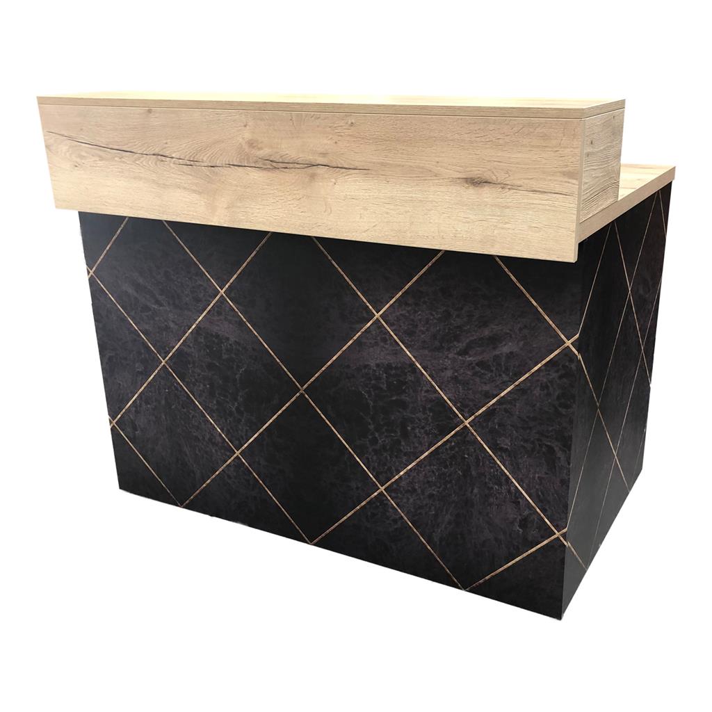 Thekenanlage Marmor SCHWARZ-GOLD Aufsatz Eiche