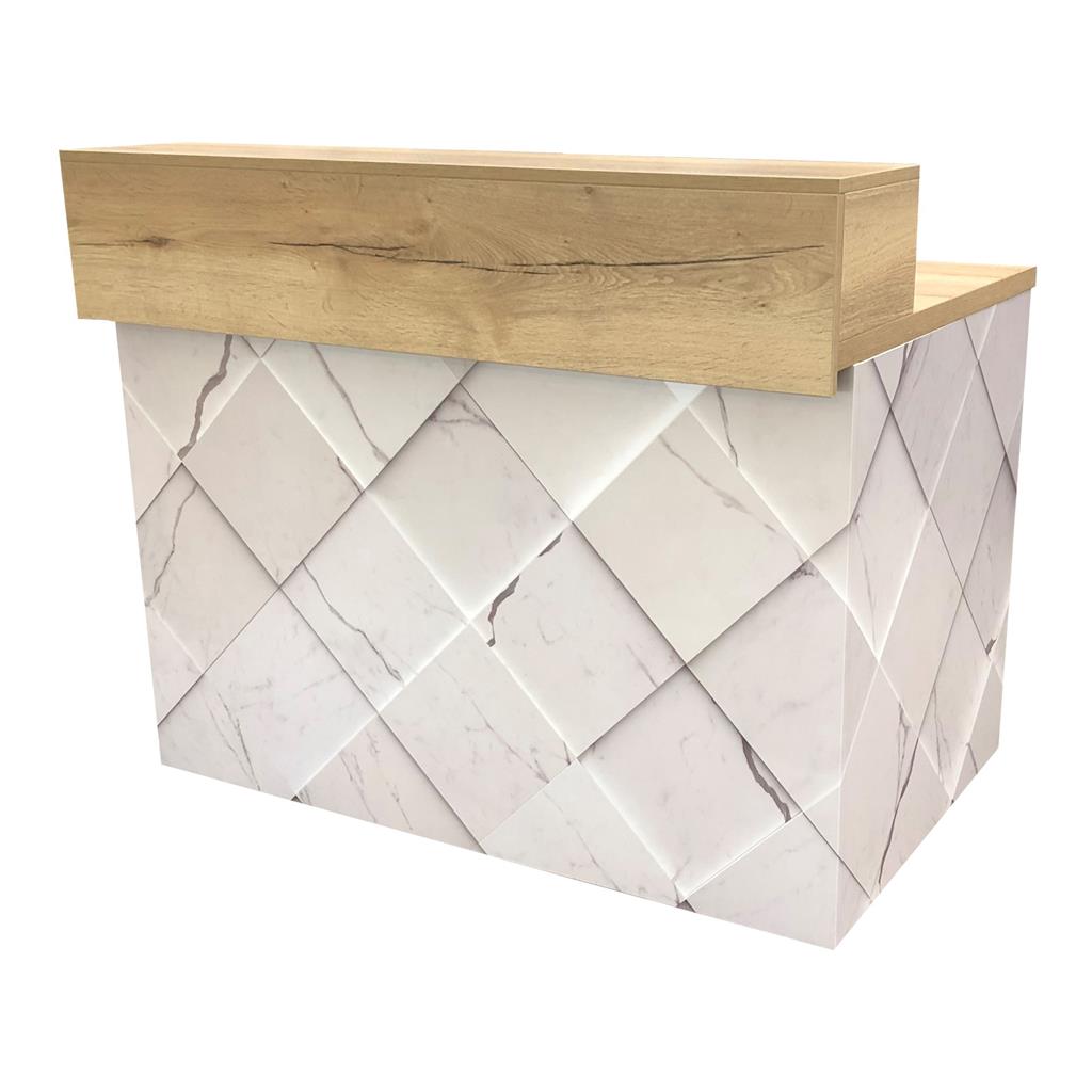 Thekenanlage Marmor WEIß Aufsatz Eiche