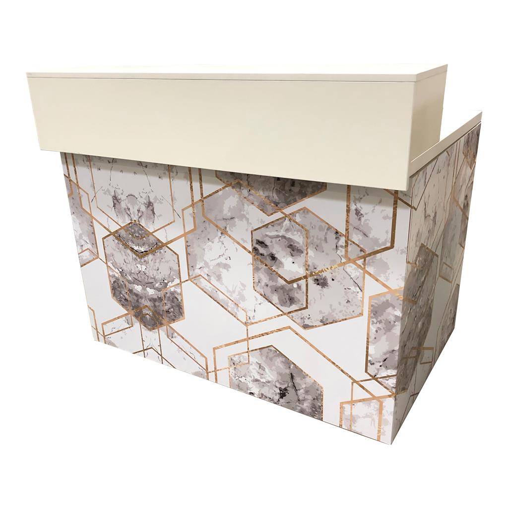 Thekenanlage Marmor WEIß-GOLD,Modell 2 Aufsatz weiß