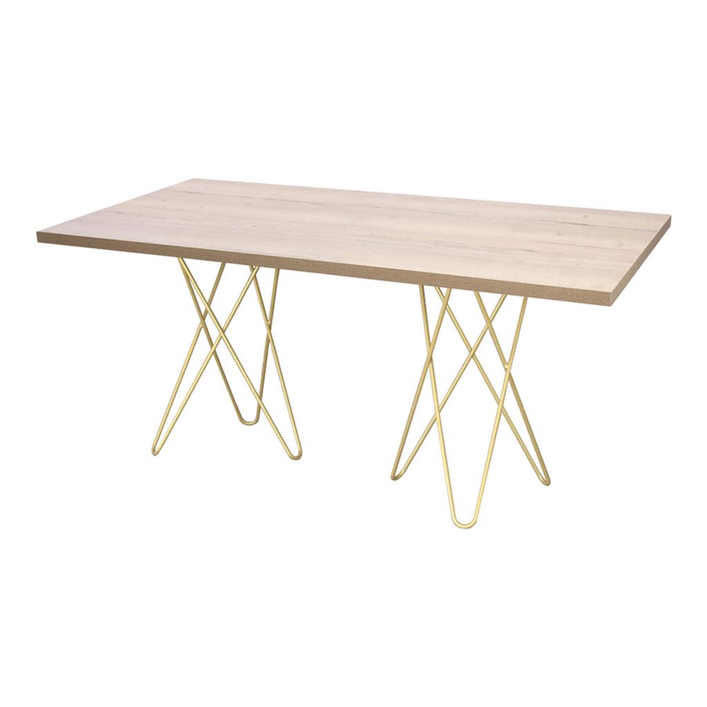 Tisch Chloe 180 x70cm Eiche, Füße gold